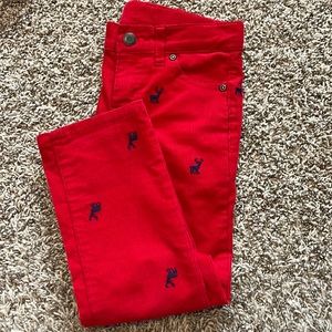 Janie and Jack red corduroy size 5 reindeer pants
